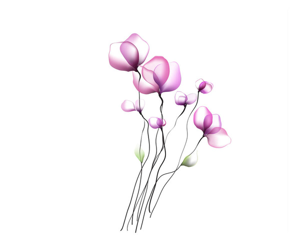 Υδατογραφία λουλούδια πρότυπο πλαίσιο βινιέτα πρόσκληση εικονογράφηση - Φωτογραφία, εικόνα