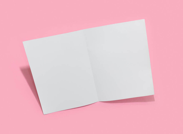 Empty white paper sheet for text on pink background.  Presentation template Form.  - Photo, image