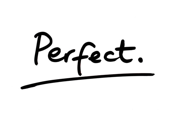 The word Perfect handwritten on a white background. - Fotografie, Obrázek