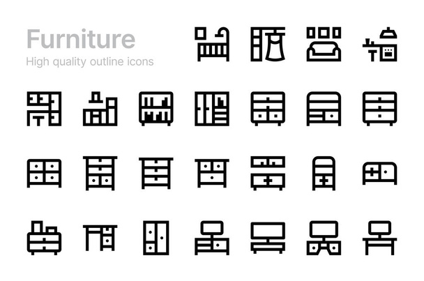 Set of Furniture icons, simple vector illustration   - Vector, Image