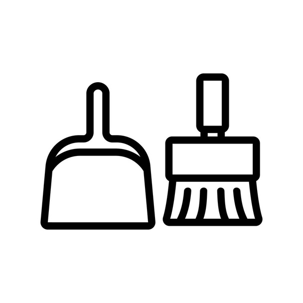 dustpan and brush for sweep dust icon vector outline illustration - Vector, Image