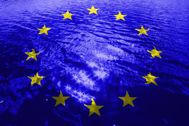 Kontekst bandery Unii Europejskiej. - Zdjęcie, obraz