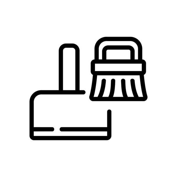 dustpan and brush icon vector outline illustration - Vector, Image