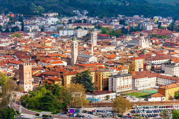 Trento aerial panoramic view. Trento is a city on the Adige River in Trentino Alto Adige Sudtirol in Italy. - Valokuva, kuva