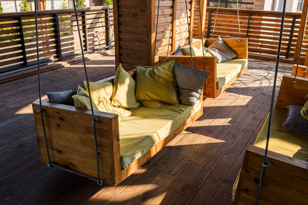 sofas with cushions on the terrace - Φωτογραφία, εικόνα