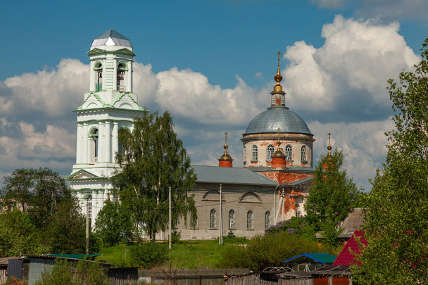 The restored old orthodox church. The bell tower is almost completely renovated. - Photo, Image