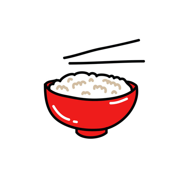 riz avec des baguettes icône doodle, illustration vectorielle de couleur
 - Vecteur, image