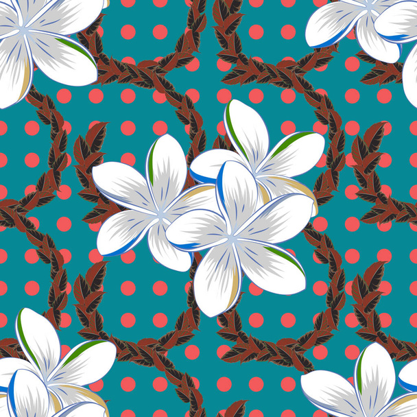 Vektorillustration mit vielen blauen, braunen und grauen Blumen. Trendiges nahtloses Blumenmuster. - Vektor, Bild