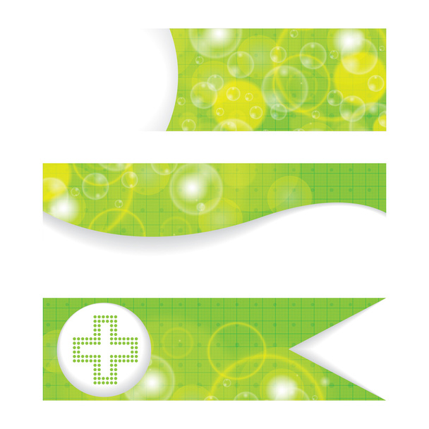 Set of green medical banners or website headers - Vector, imagen