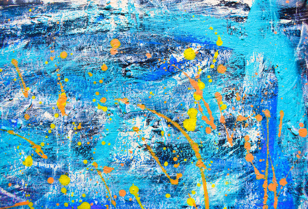 Абстрактне мистецтво на полотні з безліччю олійних плям розкиданих
 - Фото, зображення