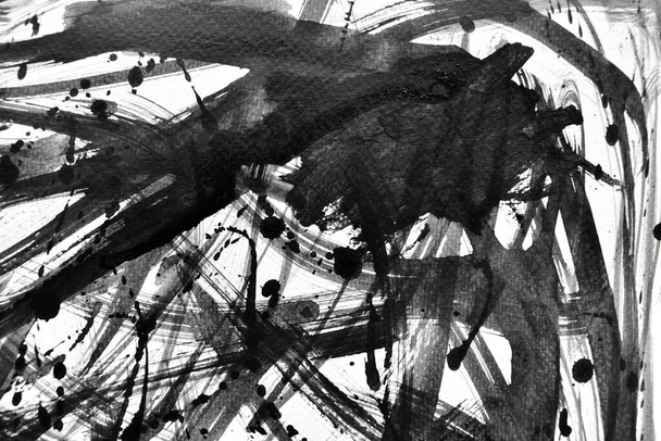Background splash black on paper. Creative abstract art from ink and watercolor. - Foto, Imagen