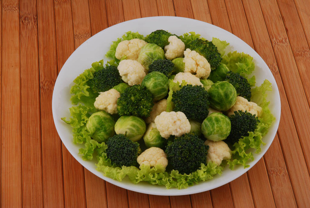 Set of the different varieties of cabbage Cauliflower, Brussels, Broccoli sprouts - Photo, Image