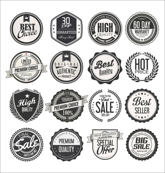 Retro vintage sale badges and labels collection - Vector, afbeelding