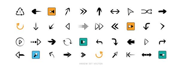 Colección de iconos de flecha y botones de reproductor multimedia aislados sobre fondo blanco
 - Vector, imagen