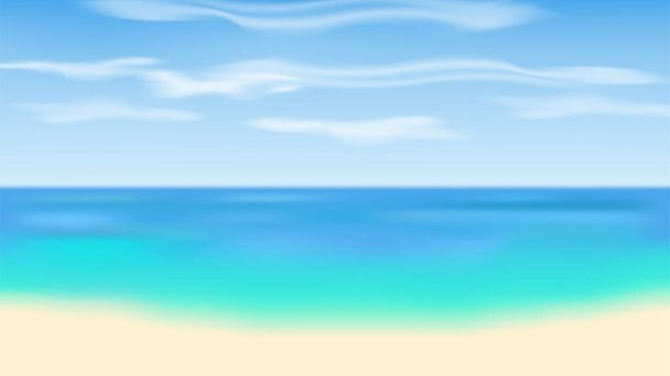 Vue sur la mer, plage d'été, arrière-plan de vacances. Illustration vectorielle. - Vecteur, image