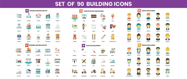 ícones de construção e construção para negócios
 - Vetor, Imagem