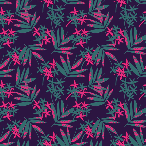 Roxo tropical folha botânica sem costura fundo padrão adequado para estampas de moda, gráficos, fundos e ofícios
 - Vetor, Imagem
