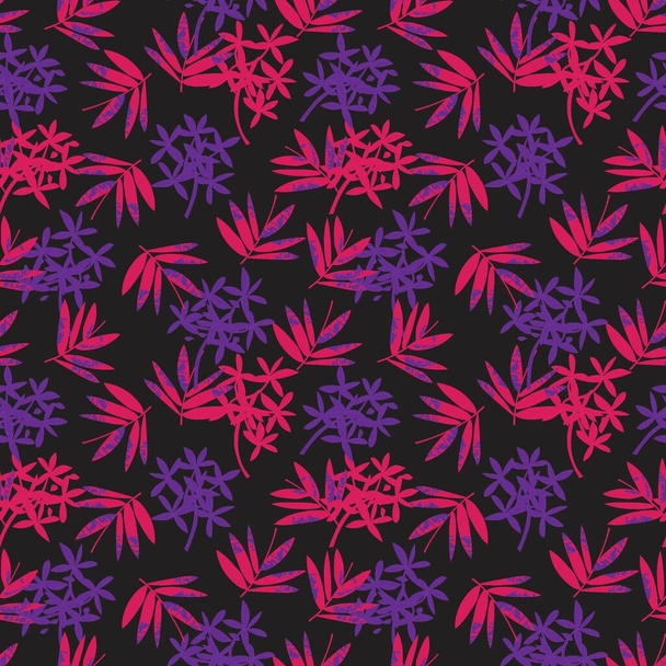 Mor Tropik Yaprak botanik desensiz arka plan moda baskıları, grafikler, arka planlar ve el sanatları için uygundur - Vektör, Görsel