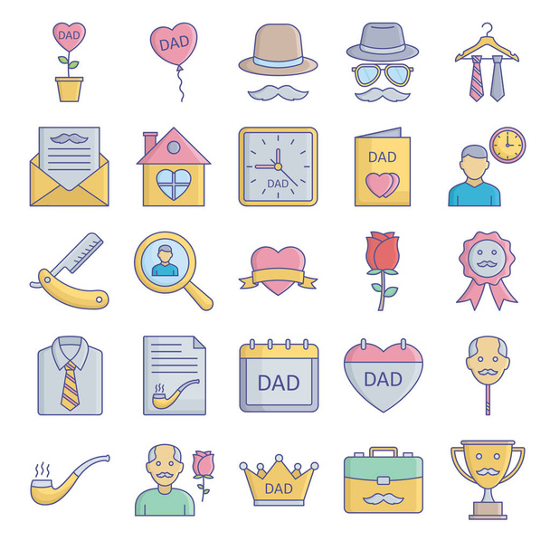 Ícones do Vetor do Dia do Pai configurados cada ícone pode ser facilmente modificado ou editado
.  - Vetor, Imagem