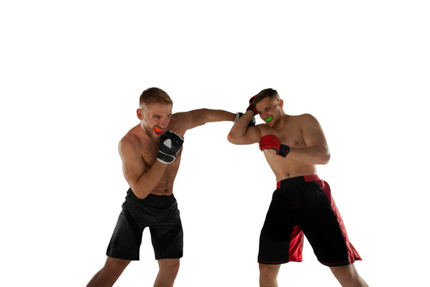 Μαχητές MMA απομονωμένοι σε λευκό. - Φωτογραφία, εικόνα