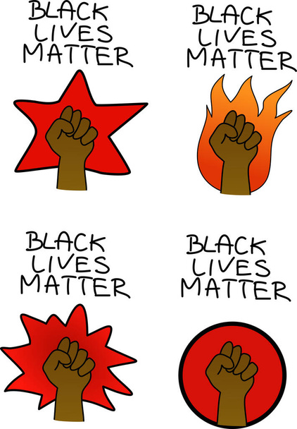 Negro vidas materia puño conjunto ilustraciones
 - Vector, imagen