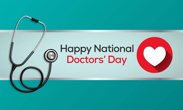 Національний день лікарів (англ. National Doctors'Day) - день, що відзначається для визнання внесків лікарів у особисте життя та громади. Дата може різнитися від нації до нації, приклад Вектора.. - Вектор, зображення