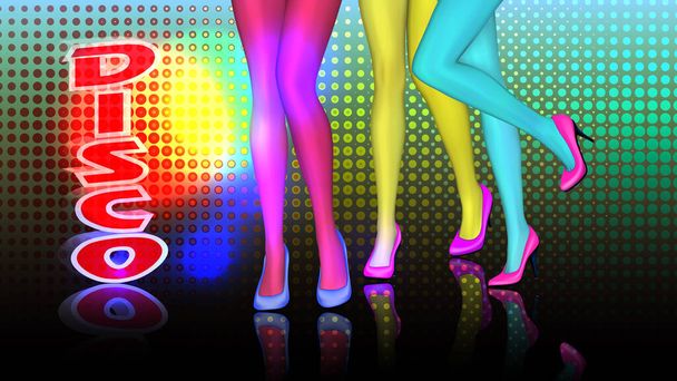 Disco party flyer. Feet of people dancing on club party. Unrecognizable - Vector, Image