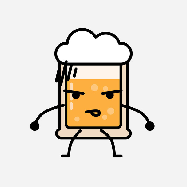 Una ilustración del carácter lindo del vector de la mascota de la cerveza amarilla en estilo plano del diseño
 - Vector, Imagen