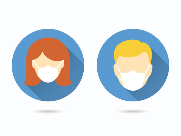 Medical face mask icon. Simple illustration with long shadow isolated for graphic and web design. - Vector, Image