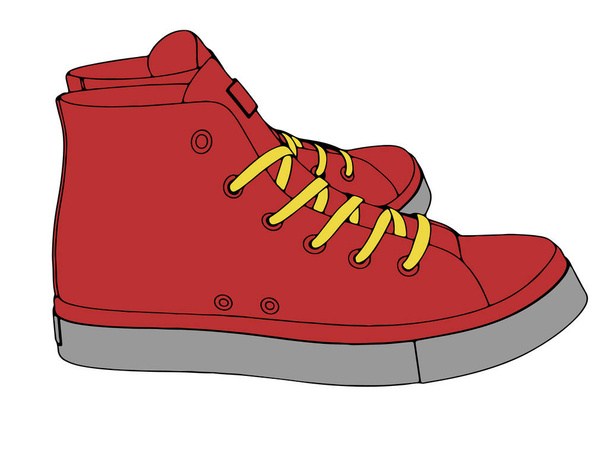 red sneakers on a white background vector - Wektor, obraz