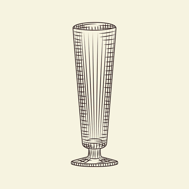 Tinta kézzel húzott üres üveg vektor illusztráció. Vintage pilsner üveg sör vázlat izolált könnyű háttérrel. Gravírozási stílus. Étlap, kártya, poszter, nyomat, csomagolás. - Vektor, kép
