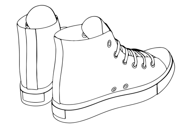 bosquejo de zapatillas de deporte en un vector de fondo blanco
 - Vector, imagen
