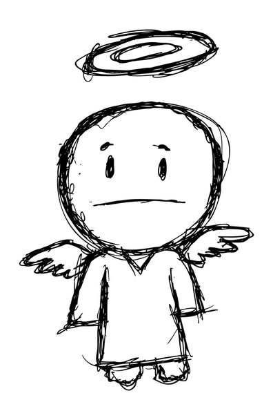 Эскизный карикатурный ангел
 - Вектор,изображение