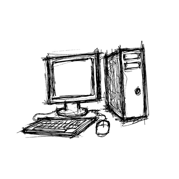 Компьютер в стиле каракулей
 - Вектор,изображение