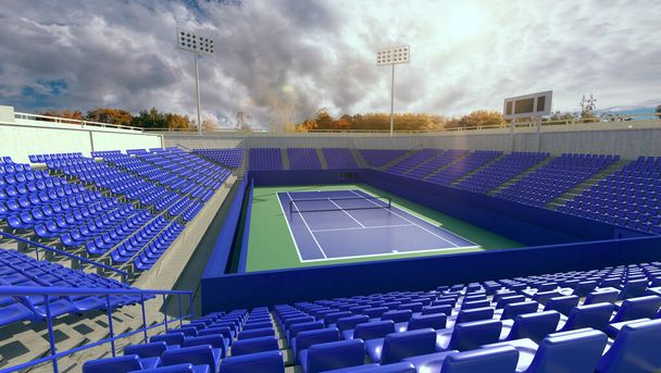 Tennis court. 3d rendering.  - Photo, Image