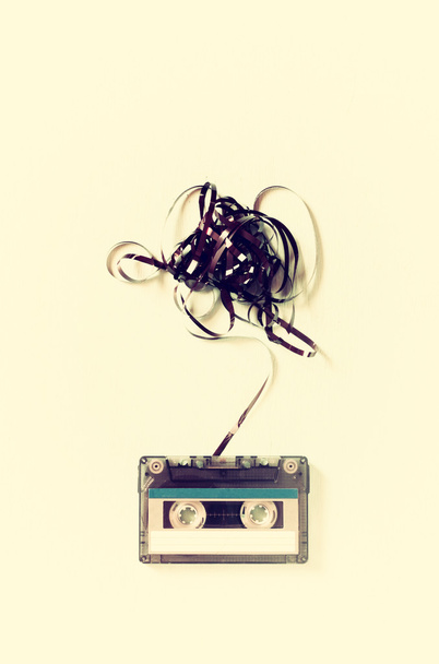 Audio cassette tape with subtracted out tape - 写真・画像