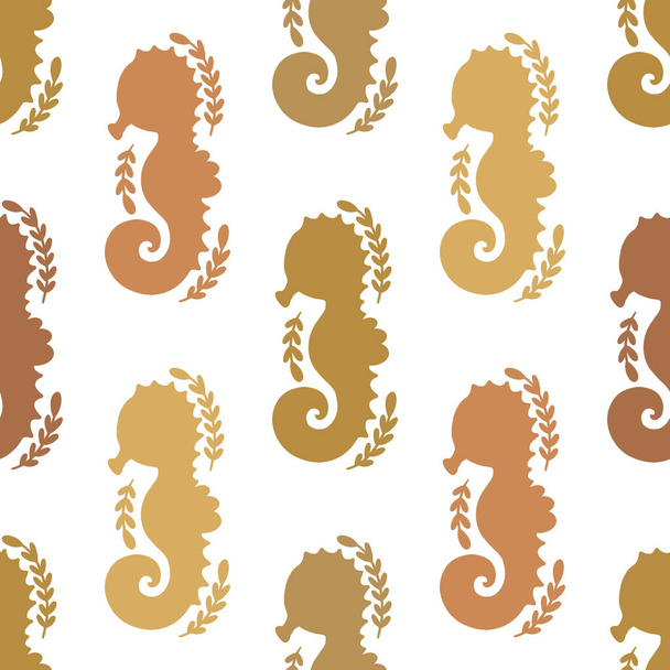 Tengeri állatok tenger Ló tengeri zökkenőmentes minta szöveges felirat. Óceán alakú design szövet nyomtatás.Vektor illusztráció. - Vektor, kép