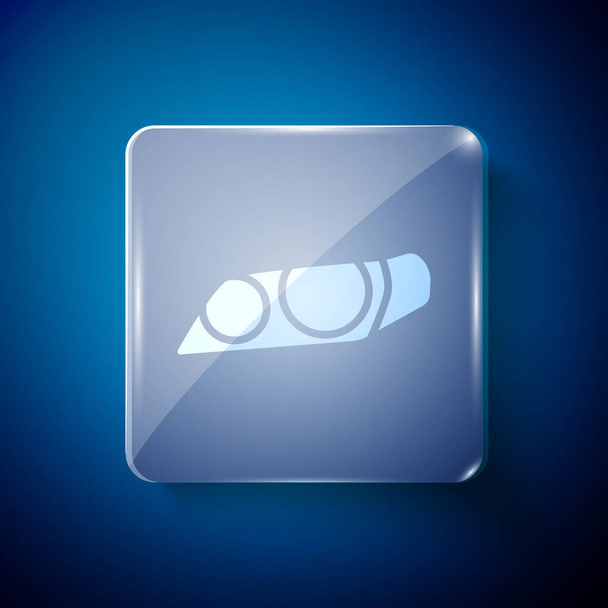 White Car headlight icon isolated on blue background. Square glass panels. Vector Illustration - Vector, Image