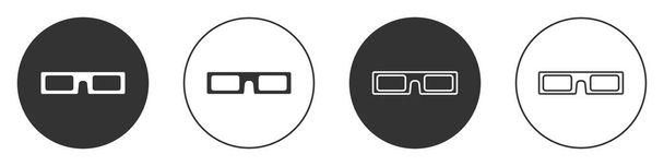 Icône lunettes cinéma noir isolé sur fond blanc. Cercle bouton. Illustration vectorielle - Vecteur, image