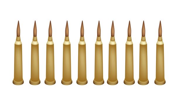 Serie di proiettili da fucile su sfondo bianco
 - Vettoriali, immagini