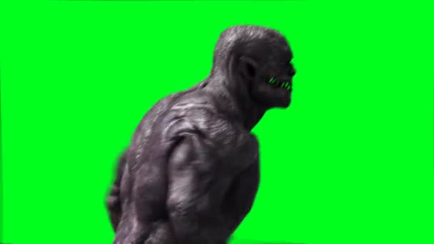 Scary monster animation. Phisical, motion, blur. Realistic 4k animation. Green screen - Video, Çekim
