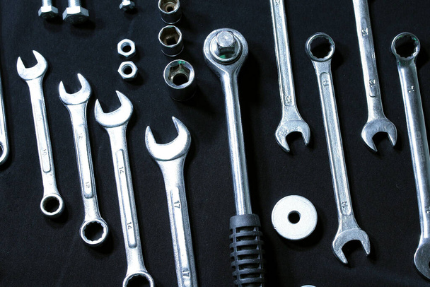 Variety Spanners And Socket Wrench In Order  - Photo, Image