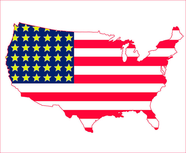 ABD bayrağı Birleşik Devletler haritasına kazınmıştır. Amerika önce gelir. İzole et. - Fotoğraf, Görsel