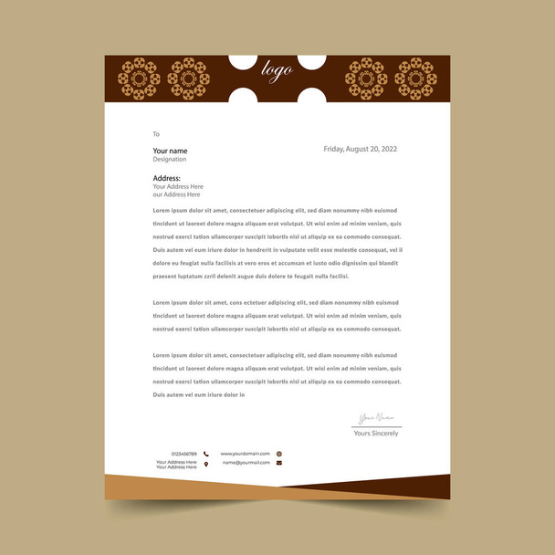Brown Letterhead Pad Template Design - Vector, Image
