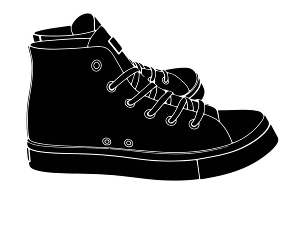 silhouette of sneakers on a white background vector - Wektor, obraz