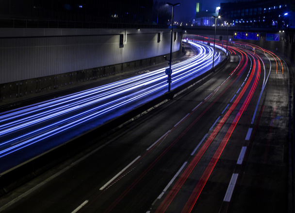 Night time traffic lights, abstract - Foto, Imagem