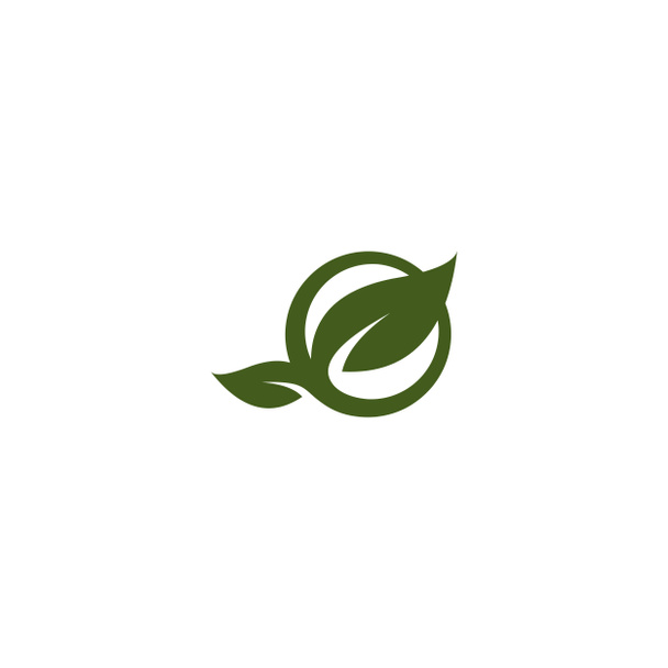 vetor logotipo design círculo folha, chá verde à base de plantas, medicina natural, broto com folhas verdes
 - Foto, Imagem