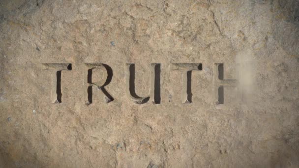 Conceptual Fake News Image of the Word Truth Disappearing From Stone
 - Кадры, видео