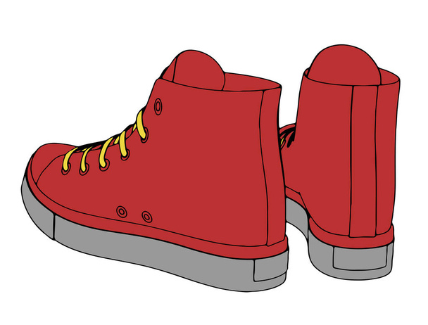 κόκκινα sneakers σε λευκό φόντο - Διάνυσμα, εικόνα