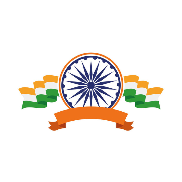 India ország zászlók chakra Ashoka - Vektor, kép
